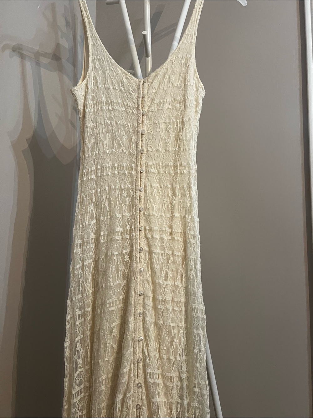 Abercrombie & Fitch Cream Lace Button-Front Maxi Dress - Picture 6 of 11